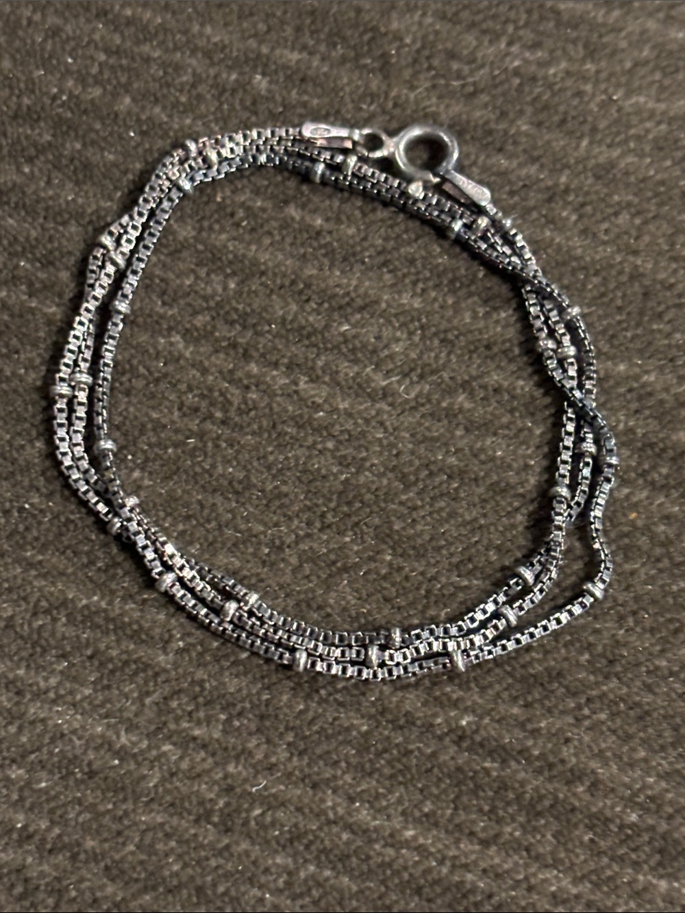 .925 Sterling Silver BALL BEAD BOX CHAIN LINK Necklace Fine Jewelry Extends 16”